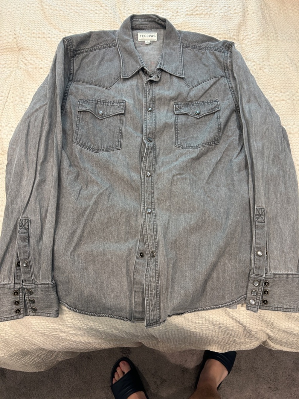 Tecovas Washed Gray Denim Western Shirt